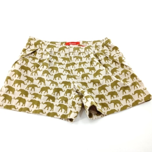 Anthropologie Cartonnier‎ Safari Elephant Print Cuffs Shorts - Picture 3 of 10